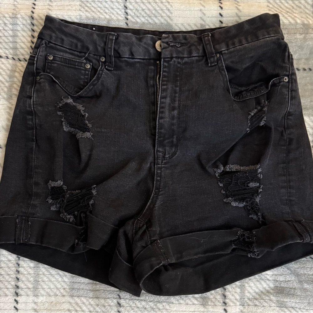 Rue21 Black Distressed Jean Shorts